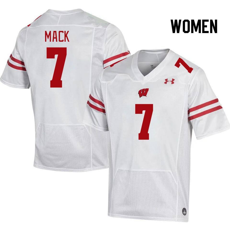 Women #7 Michael Mack Wisconsin Badgers College Football Jerseys Stitched Sale-White - Click Image to Close